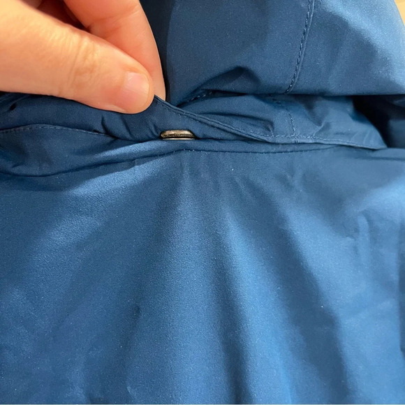 LAND’S END ~ Women’s Long Puffy Down Jacket with Detachable Hood Blue Pockets - Picture 7 of 14